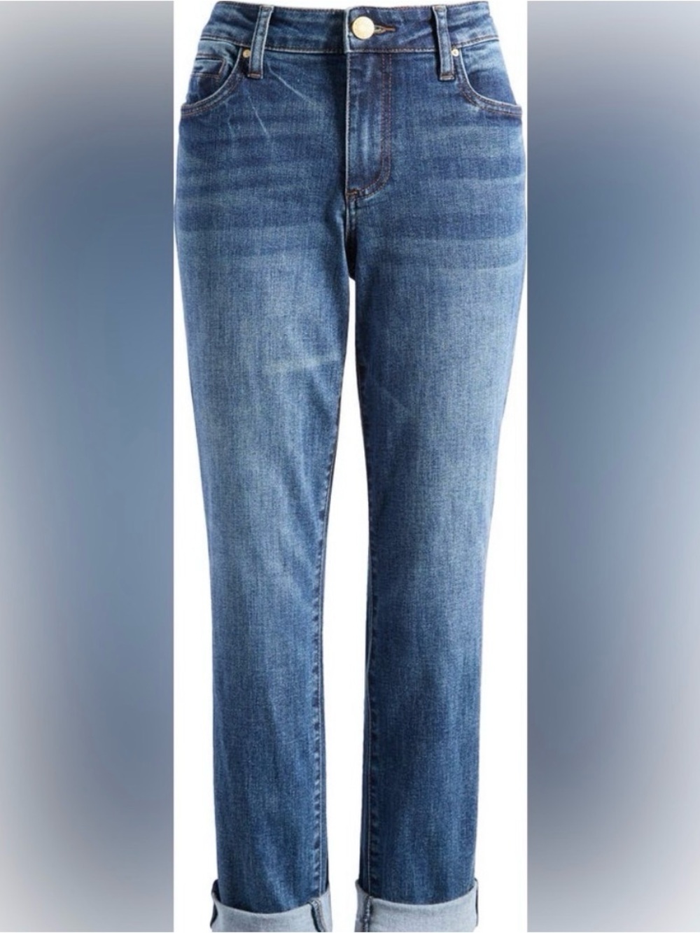 KUT Catherine Mid Rise Boyfriend Jeans 6 Medium Wash Stretch KP4940MK3N